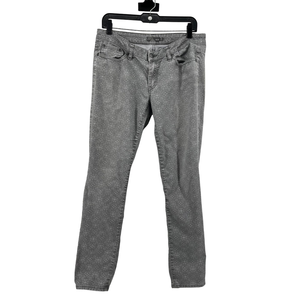 Prana Kara Jeans Womens 10/30 Grey Mandala Geometric Print Slim Straight Pant‎